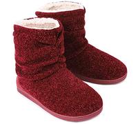 LongBay Women's Warm Slipper Boots Plush Fleece Lining Memory-Foam Cushioning Non-Slip Ladies House Shoes Indoor Outdoor, 9/10 UK, Burgundy
