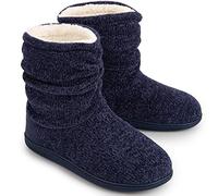 LongBay Women's Warm Slipper Boots Plush Fleece Lining Memory-Foam Cushioning Non-Slip Ladies House Shoes Indoor Outdoor, 9/10 UK, Navy Blue
