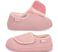 LongBay Women's Wide Fit Slippers Comfy and Cozy Memory Foam Indoor House Shoes for Diabetic Arthritis and Edema Pink,8