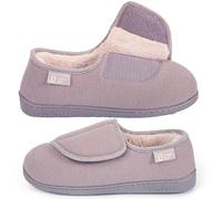 LongBay Women's Wide Fit Slippers Comfy and Cozy Memory Foam Indoor House Shoes for Diabetic Arthritis and Edema Grey,7