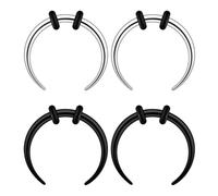 Longbeauty 18G 4PC Pincher Septum Rings C Shape Buffalo Stainless Steel Horseshoes Nose Ring Taper Kit Septum Piercing Jewelry with O-Rings for Women Men Diameter 10mm