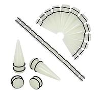 Longbeauty 24PC Big Gauges Ear Stretching Kit 00G-20mm Acrylic Tapers Plugs, 20mm, Acrylic, cubic-zirconia