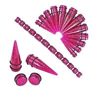 Longbeauty 24PC Big Gauges Ear Stretching Kit 00G-20mm Acrylic Tapers Plugs, 20mm, Acrylic, cubic-zirconia