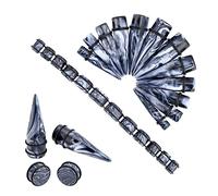 Longbeauty 24pcs Big Gauges Kit Ear Stretching Kit 00G-20mm Acrylic Tapers Plugs Body Piercing Set, 20mm, Acrylic, cubic-zirconia