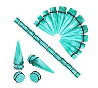 Longbeauty 24pcs Big Gauges Kit Ear Stretching Kit 00G-20mm Acrylic Tapers Plugs Body Piercing Set, 20mm, Acrylic, cubic-zirconia