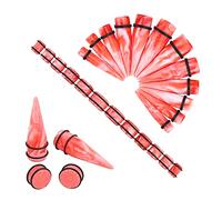 Longbeauty 24pcs Big Gauges Kit Ear Stretching Kit 00G-20mm Acrylic Tapers Plugs Body Piercing Set, Acrylic, cubic-zirconia