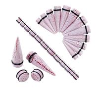 Longbeauty 24Pcs Ear Gauges Stretching Kit Cracked Design 00G-13/16 10-20MM Acrylic Ear Tapers and Plugs Expanders Stretchers Ear Weights Piercing Jewelry for Women Men, acrylic, no gemstone