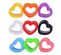 Longbeauty 4 mm - 22 mm Acrylic Tunnel Heart Shape Ear Tunnel Set of 6 Flesh Tunnel Plugs 9 Colours Black Red White Flesh Tunnel Expander Earrings Fashion Body Jewellery