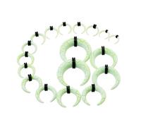 Longbeauty 9 Pairs Acrylic Septum Taper Pincher Stretching Kit 14G 12G 10G 8G 6G 4G 2G 0G 00G Buffalo Horseshoe Ear Stretcher Expander, Light Green