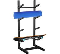 Longboard Floor Rack, 4/5/6/7 Layer Skateboard/Snowboard Display Stand for Deck,Garage & Retail Store,Vertical Gym Organizer Shelf (Black 4)