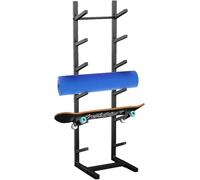 Longboard Floor Rack, 4/5/6/7 Layer Skateboard/Snowboard Display Stand for Deck,Garage & Retail Store,Vertical Gym Organizer Shelf (Black 6)