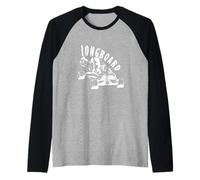 Longboard Standing on The Skateboard Raglan Baseball Tee