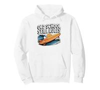Longboard Surfer Old School Vintage Badge Retro Classic Pullover Hoodie