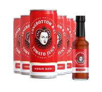 Longbottom & Co. Virgin Mary (6 Pack) + Hot Saunce Bundle | Real Spiced Tomato Juice & Hot Sauce | Vegan and Gluten-Free
