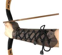 longbowmaker Archery Arm Guard Adjustable Cow Leather Antique Bracer 12.2 Inches Wristband for Right Hand