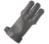 longbowmaker Archery Glove Dark Brown Cow Leather 3 Finger Recurve Bow Archery Shooting Gloves for Left and Right Hand AG300XL