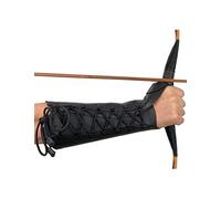 longbowmaker Black Archery Arm Guard Adjustable Cow Leather Antique Bracer 12.2 Inches-right