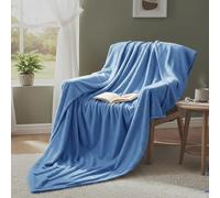 LONGCAO Fleece Blanket Sofa Throw 160 x 180 cm Super Soft and Warm Lightweight Checkered Pattern Blankets for All Seasons Fleece Blanket Sofa for Couch and Bed, Blue
