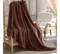 LONGCAO Fleece Throw Blanket for Couch 80 x 90 cm Super Soft and Warm Lightweight Checkered Pattern Blankets for All Seasons Sofa Throw 2 Seater for Couch and Bed, Brown