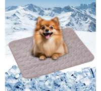 LONGCAO Pet Cooling Mat for Dogs 70 x 55 cm with Built-In Gel Laye Reusable Machine Washable Pet Cooling Mat, Pets Self Gel for Crates, Kennels and Beds, Brown