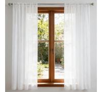LONGCAO Plain Voile Net Curtain 105 x 220 cm Rod Pocket Cafe Curtains, Light Filtering Soft Texture, 1 Panels Sheer Curtains White for Bedroom Living Room Patio Door, White