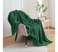 LONGCAO Sofa Throw Blanket 130 x 300 cm Super Soft and Warm Lightweight Checkered Pattern Blankets for All Seasons Sofa Throws Large 2 Seater for Bed, Couch, Settee, Dark Green