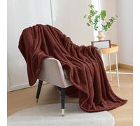 LONGCAO Sofa Throw Blanket 70 x 90 cm Super Soft and Warm Lightweight Checkered Pattern Blankets for All Seasons Sofa Throws Large 2 Seater for Bed, Couch, Settee, Brown