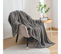 LONGCAO Sofa Throw Blanket 80 x 240 cm Super Soft and Warm Lightweight Checkered Pattern Blankets for All Seasons Sofa Throws Large 2 Seater for Bed, Couch, Settee, Dark Grey