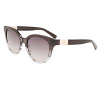 LONGCHAMP Woman LO697S 012 Sunglasses Acetate Black stripped Grey Round Shaded