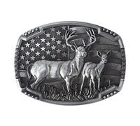 Longcreek Deer Belt Buckle for Men, Patriotic American flag Deer Belt Buckle, Elk Deer Belt Buckle, Norse Viking Deer Head Belt Buckle, Punk Deer Belt Buckle, Western Cowboy Belt Buckle