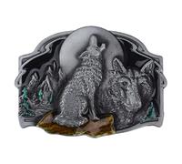 Longcreek Wolf Belt Buckle for Men, Norse Viking Wolf Head Belt Buckle, Howling Wolf Moon Belts Buckle, Punk Wolf Animal Belt Buckles, Western Cowboy belt buckle