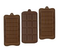 LONGDENEKHALIQ 3 Pcs Silicone Break-Apart Chocolate Moulds, Brown, Rectangular/Square, Non-Stick, Reusable, DIY Baking Molds