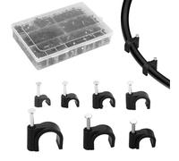 LONGDENEKHALIQ 630PCS 7 Sizes Black Cable Clips, 4-12 mm, Assortment, Wall Clips, Outdoor Clips, for Wire, Ethernet, Telephone, TV Wire