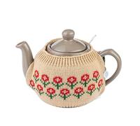 LONGDON HOMEONE Tea Cozy Suitable for a 600ml,20oz Tea Pot,Teapot Warmer -100% Acrylic Fibers Filling,Two Piece (Toffee Flower)