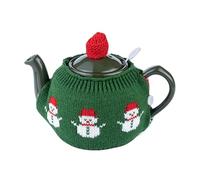 LONGDON HOMEONE Tea Cozy Suitable for a 600ml,20oz Tea Pot,Teapot Warmer -100% Acrylic Fibers Filling,Two Piece (Green Snow Man)