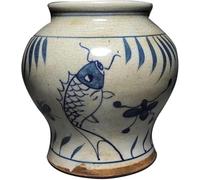 LONGDUOU Chinese Ceramic Flower Vase,Ceramic Vase, Blue White Porcelain Fish Pattern Jar Collection Antique Crafts Ornaments Bedroom Decoration Living Room Decoration Indoor Home Decor Decorative Vase