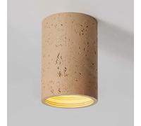 LONGDUOU Flush Mount Ceiling Lamp, 6W LED 5.5" Cylinder Ceiling Light Fixture Imitation Cave Stone Design, Retro Rustic Chandeliers Modern Ceiling Lamp for Living Room Dining Room Study Villa Bedroom(