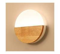 LONGDUOU Japanese Wooden Wall Lamp,Nordic Round/Rectangle LED Dimmable Wall Light Fixture,Home Decoration Wall Mounted Lamp(Round)