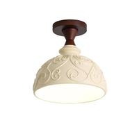 LONGDUOU Mid Century Vintage Resin Semi Flush Mount Ceiling Light,Home Decoration Wood Ceiling Lamp,E27 Base Ceiling Light Fixture for Living Room Dining Room Bedroom Corridor Children's Room Hallway(