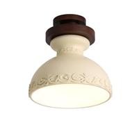LONGDUOU Mid Century Vintage Resin Semi Flush Mount Ceiling Light,Home Decoration Wood Ceiling Lamp,E27 Base Ceiling Light Fixture for Living Room Dining Room Bedroom Corridor Children's Room Hallway(