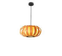 LONGDUOU Modern Nordic Creative Chandelier,15.7-inch Lantern-Shaped Wood Veneer Pendant Light,Indoor Adjustable Height Ceiling Light Fixture for Kitchen Island Dining Room Bedroom Hallway Living Room