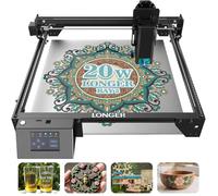 LONGER Laser Engraving and Cutting Machine 20W, 400x365mm Work Area, Offline App & 3.5'' Touchscreen, CE Certified, German Bearings for Metal, Wood, Glass, Acrylic, Leather & DIY Projects