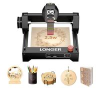 LONGER RAY5 Mini 2.5 W Laser Engraving Machine with Rotary Device and Cutter - WiFi, Emergency Stop - for Wood/Metal/Acrylic - 130 x 140 mm