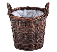Longero Handwoven Red Willow Planter Basket with Waterproof Liner - Natural Brown Decorative Flower Pot Holder for Indoor Use - Small Size (Inner Top Ø 7", Inner Height 5.9")