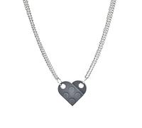 Longeu Heart Shaped Building Block Necklace with Lego Elements Colorful Bricks Assembled Pendant Charms Brick Necklace Jewelry Set for Couples Lovers Girlfriends Friendship Gift, Gray