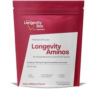 Longevity Box Amino Acids Powder 7000mg - Full-Spectrum BCAA & EAA Complex with Taurine - Vegan Essential Amino Blend - Wildberry Flavour - 30 Servings - 3rd Party Tested, 98% Pure