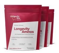 Longevity Box Amino Acids Powder - 7000mg of Highly Bioavailable BCAA & EAA Amino Acids, Containing 9 Essential Plus Taurine Supplement, Phtyo-Wildberry Flavoured, 90 Serving