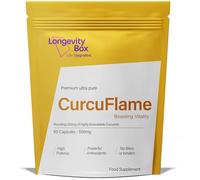Longevity Box CurcuFlame 550mg - 95% Curcumin with Organic Ginger & Bioperine, Ultra Pure High Strength Capsules for Absorption & Inflammation Support, Highly Bioavailable, 60 Vegan Capsules