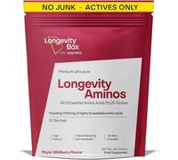 Longevity Box Essential Amino Acids Powder 7000mg - Full-Spectrum BCAA & EAA Complex with Taurine - Vegan Amino Blend - Wildberry Flavour - 30 Servings - 3rd Party Tested, 98% Pure