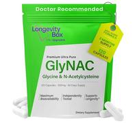 Longevity Box GlyNAC 1000mg - 500mg Glycine + 500mg NAC - 120 Vegan Capsules for Glutathione, Energy & Healthy Aging